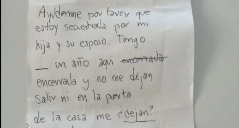 Esta es la carta de la abuelita torturada que pidió ayuda durante su vacunación