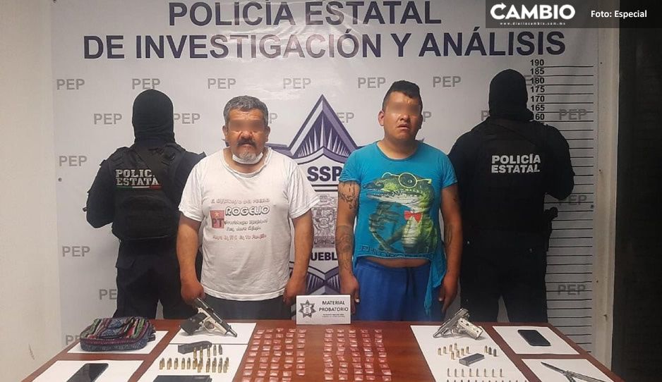Detienen a Miguel y Boris; traficantes de armas y droga en San José Chiapa y Grajales