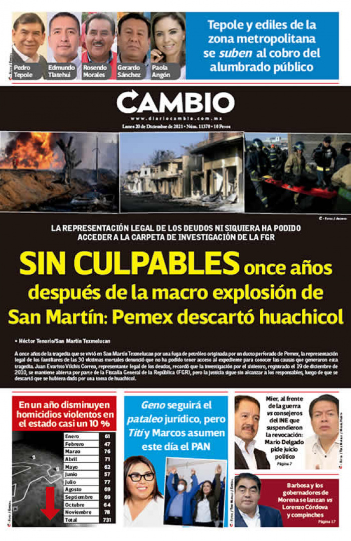 SIN CULPABLES once años después de la macro explosión de San Martín: Pemex descartó huachicol