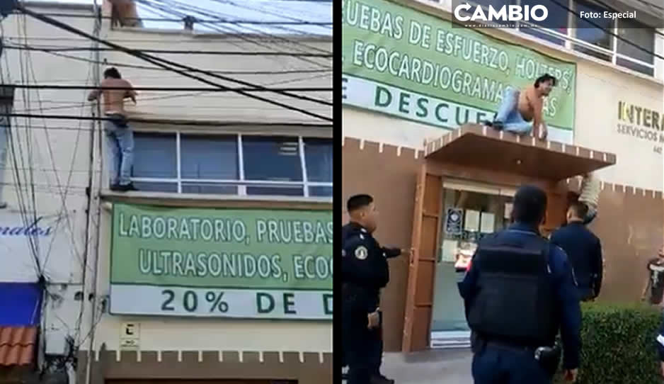 ¡Supervillano! Así se colgó de edificio asaltante para huir de los policías en CDMX (VIDEO)