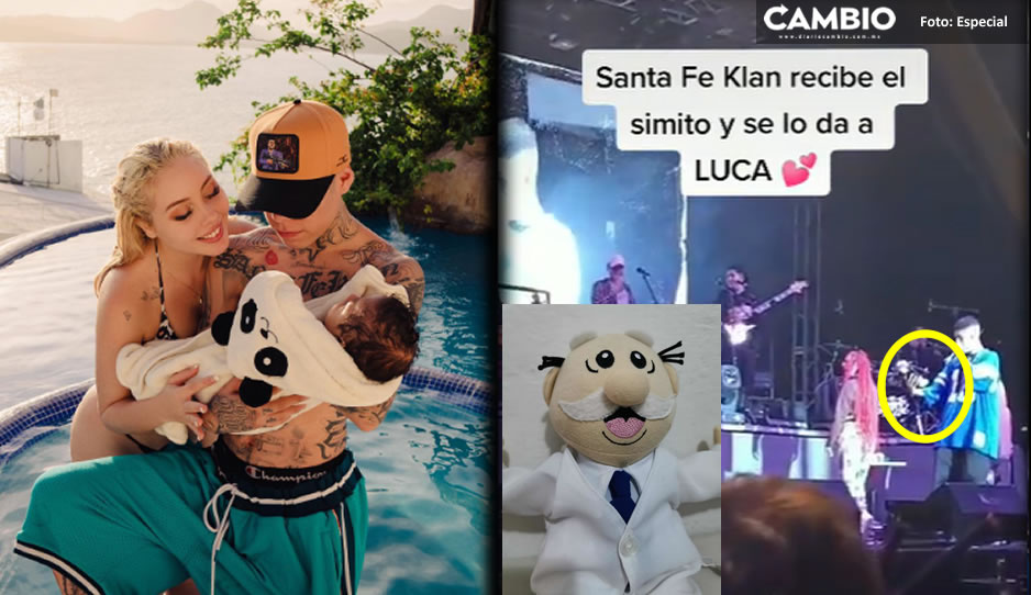 Llenan de aplausos a Santa Fe Klan; le avientan peluche de Dr. Simi en concierto y se lo regala a su hijito (VIDEO)