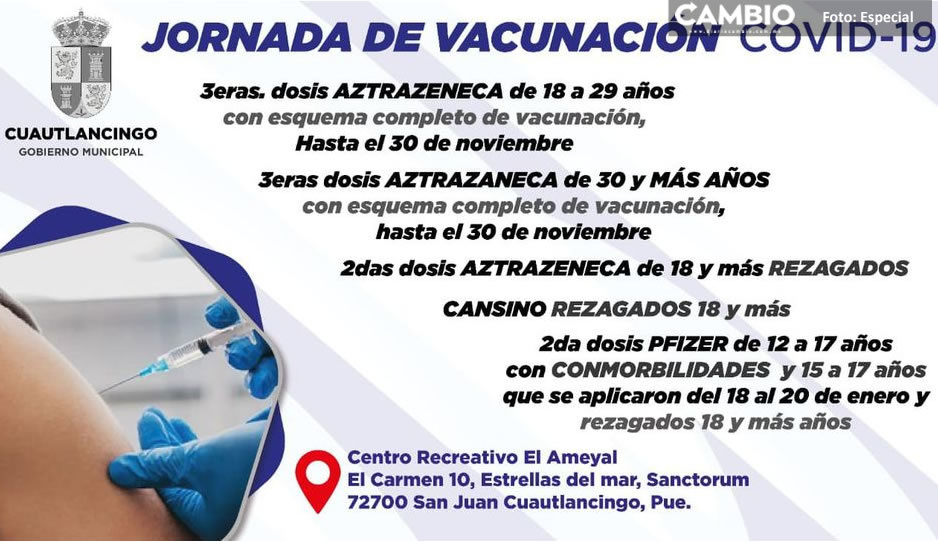 Jornada de vacunación contra COVID19 en Cuautlancingo  