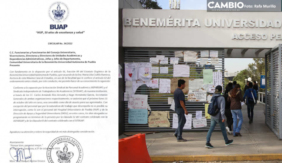 Megapuente en la BUAP por el Día de Muertos, regresarán hasta el 3 de noviembre