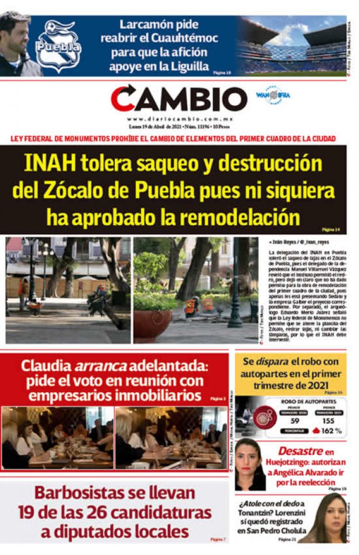 INAH tolera saqueo y destrucción del Zócalo de Puebla pues ni siquiera ha aprobado la remodelación