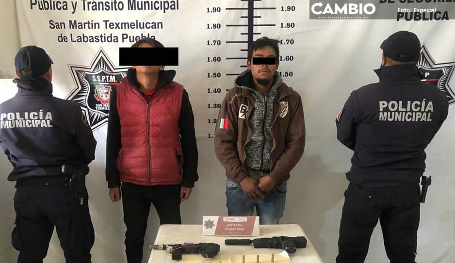 Detienen a Rodolfo y Alan por portación ilegal de armas en Moyotzingo