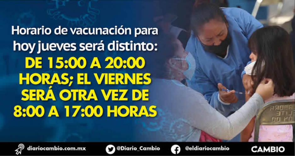 Alerta poblanos: vacunación para hoy será de 15:00 a 20:00 horas en las 5 sedes; se acabó el biológico