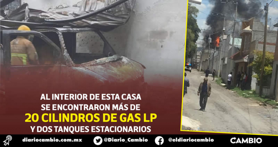 Domicilio que estalló en Texmelucan almacenaba tanques con gas LP: se presume que era un almacén de huachigas (FOTOS)