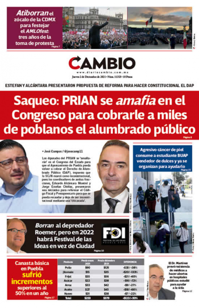 Saqueo: PRIAN se amafia en el Congreso para cobrarle a miles de poblanos el alumbrado público