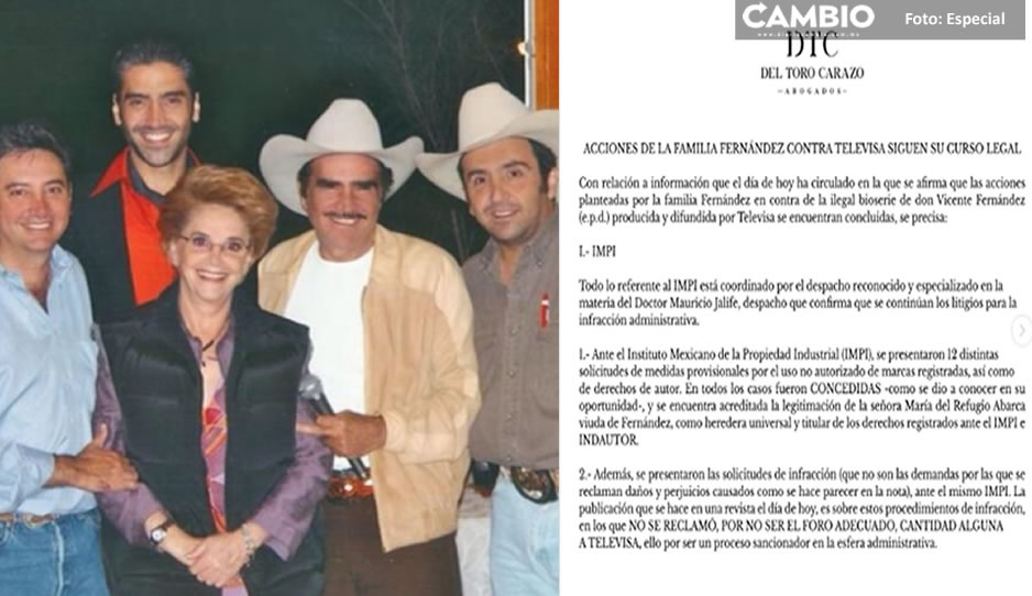 Continúa ‘riña’ legal entre familia de Vicente Fernández vs Televisa por bioserie