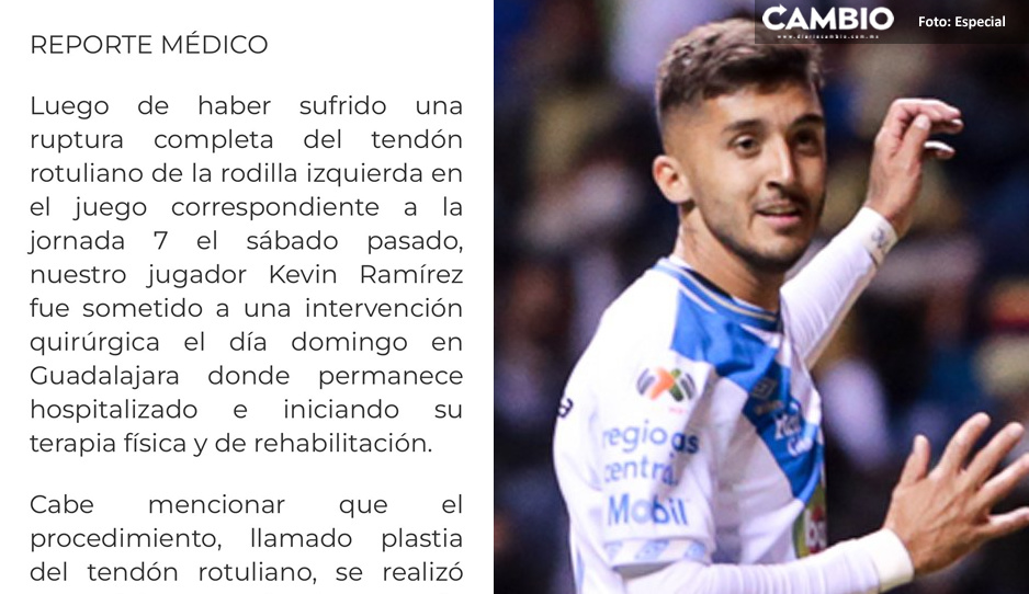 CONFIRMADO: Kevin Ramírez será baja del Club Puebla para lo que resta del torneo