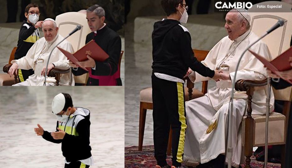 ¡Lo logró! Pequeño consigue &quot;gorrito&quot; del papa Francisco en el Vaticano (FOTOS)
