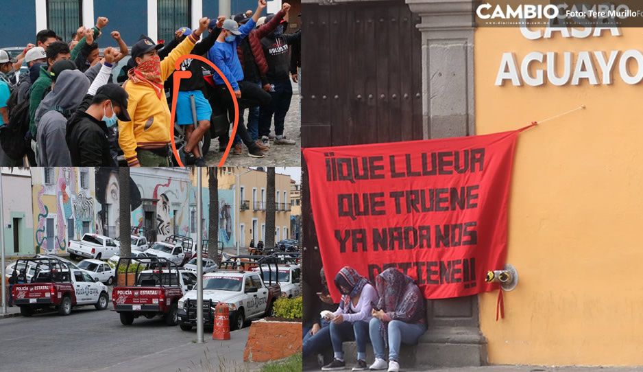 Grupo de choque y 300 normalistas ya tomaron Casa Aguayo; intimidaron a policías (VIDEO)