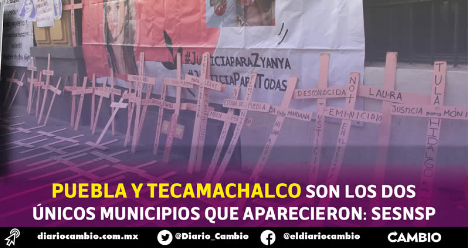 Puebla capital está en la lista de los cien municipios del país con más feminicidios