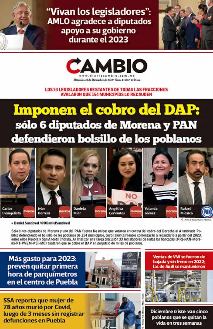 Imponen el cobro del DAP: sólo 6 diputados de Morena y PAN defendieron bolsillo de los poblanos