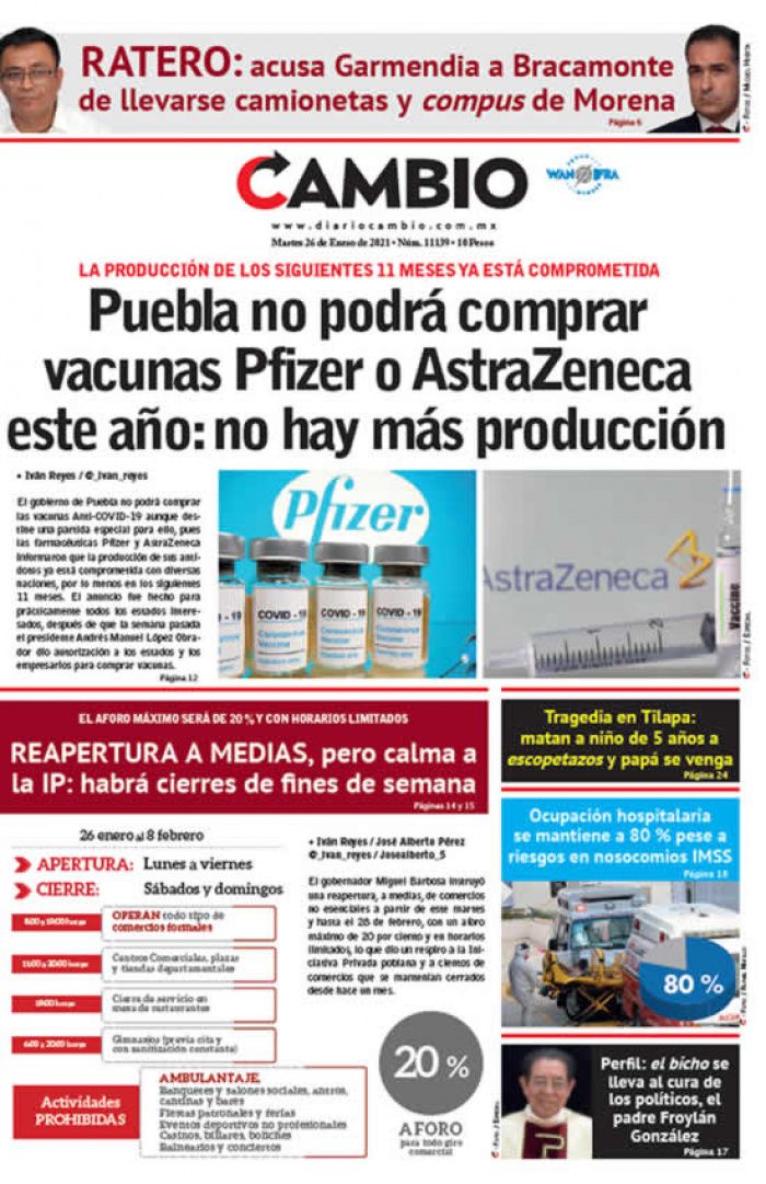 Puebla no podrá comprar vacunas Pfizer o AstraZeneca este año: no hay más producción