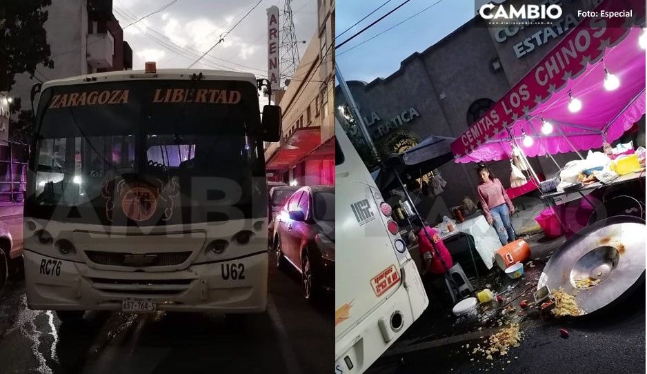 Ruta 76 derriba Cemitas Los Chinos frente a la Arena Puebla; cemitero se quema las manos con el aceite