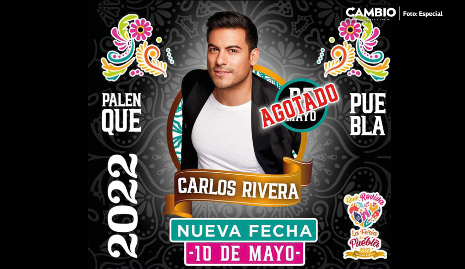Carlos Rivera sí dará otro concierto en el Palenque de la Feria de Puebla: 10 de mayo