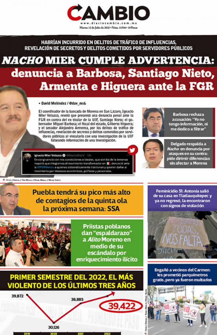 NACHO MIER CUMPLE ADVERTENCIA: denuncia a Barbosa, Santiago Nieto, Armenta e Higuera ante la FGR