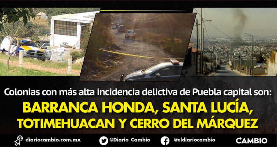 Barranca Honda, Santa Lucía, Totimehuacan y Cerro del Márquez, colonias más peligrosas de Puebla: SCC