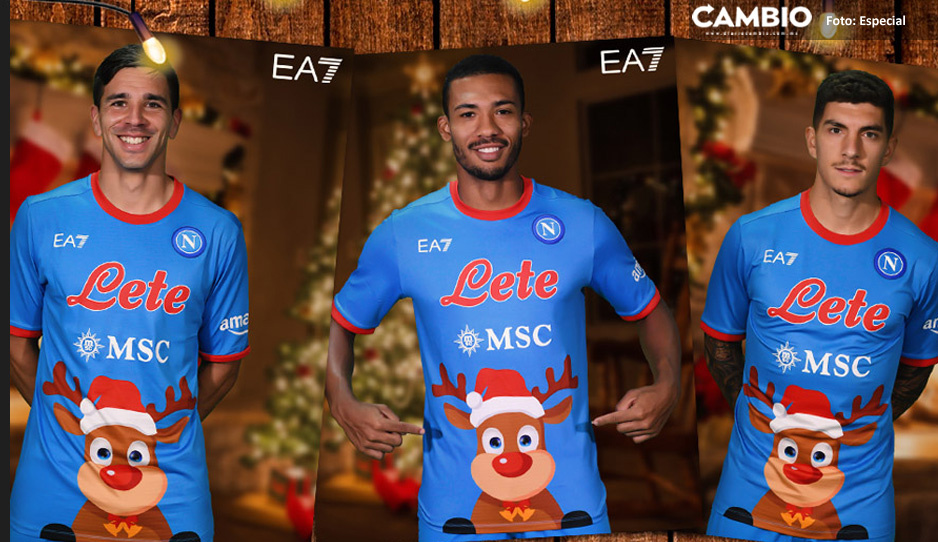 ¡La magia de la navidad! Chucky Lozano y Napoli estrenan jersey de &quot;Rodolfo el reno&quot;