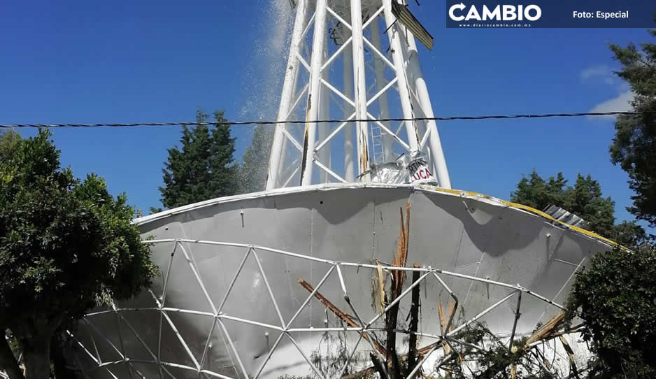 Ingeniero confirma que retiro del concreto fue causa del desplome de tanque elevado de agua en Texmelucan