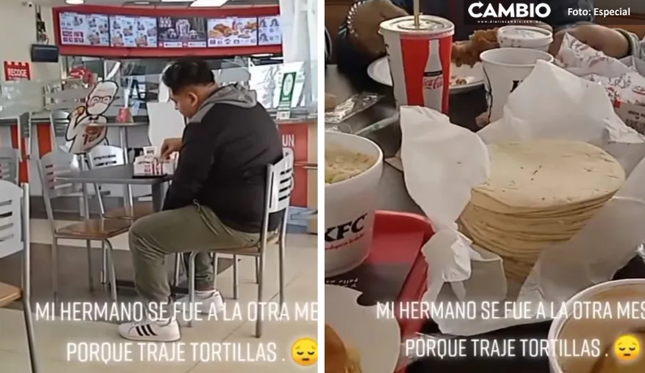 Joven abandona a su familia y se cambia de mesa luego de que llevaran tortillas a un KFC (VIDEO)
