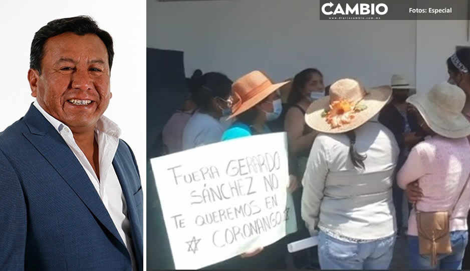 En Coronango se manifiestan para exigir la renuncia del edil Gerardo Sánchez