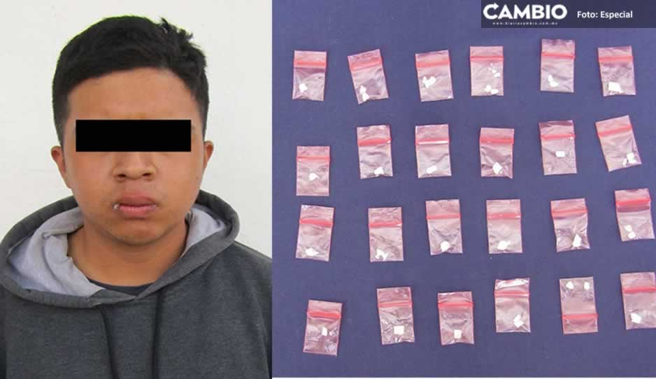 Cae narcovendedor con 24 dosis de droga; operaba al sur de Puebla capital