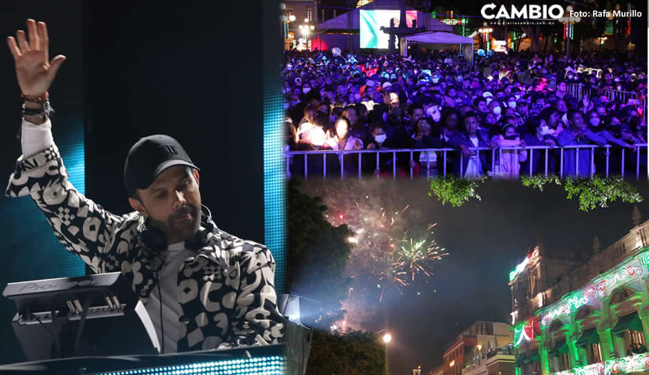 Así disfrutaron los poblanos de la pirotecnia y el concierto del DJ Jerry Davila en el Zócalo Ricardo (VIDEO)