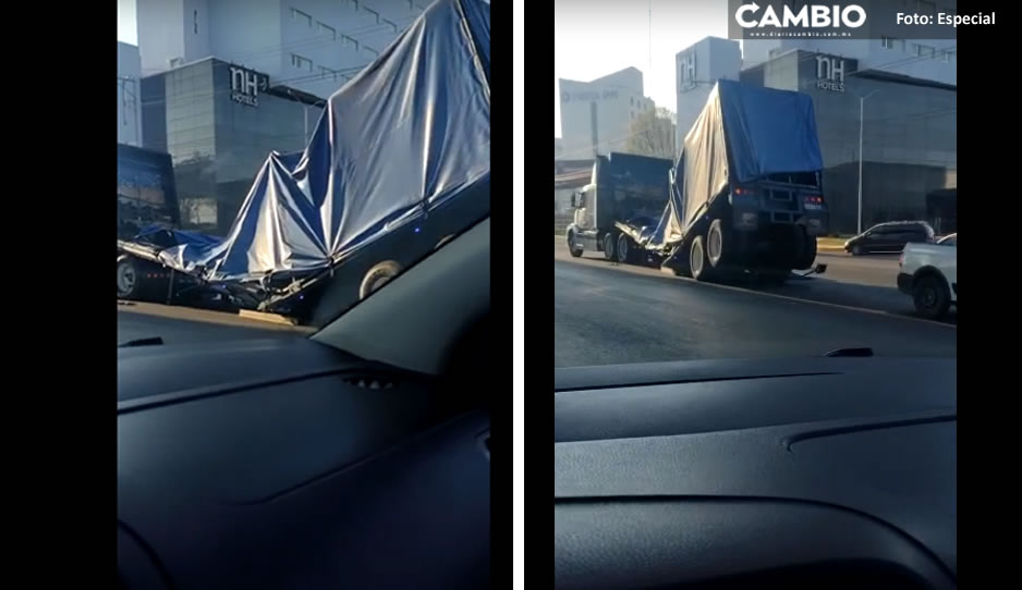 ¡Increíble! Plataforma de tráiler se parte a la mitad en la México-Puebla