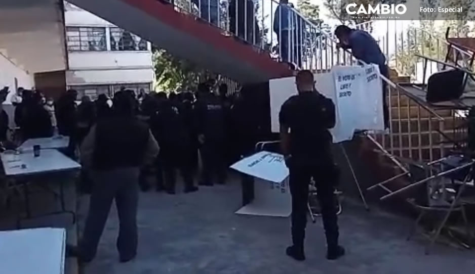Grupo de choque provoca detención momentánea de votaciones en San Felipe Hueyotlipan (VIDEO)