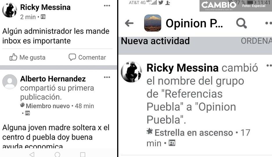 Padrotes digitales cambian de nombre su grupo en FB, de Referencias Puebla a Opinión Puebla