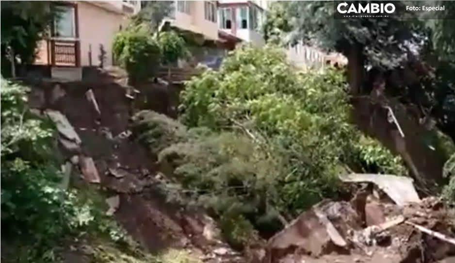 VIDEO: Fuertes lluvias en Texmelucan generan desgajamiento en pared del río Atoyac