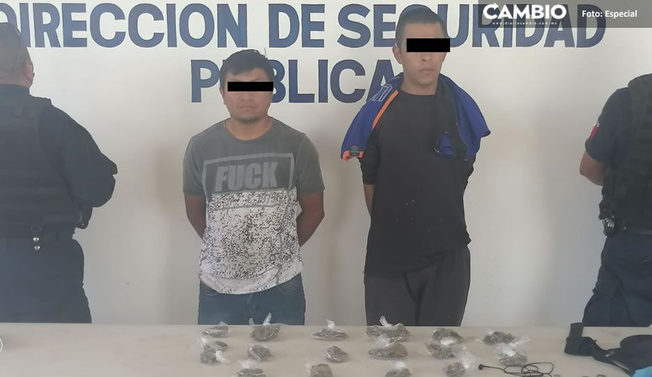 Con un montón de marihuana y cristal detienen a dos dealers en Tehuacán