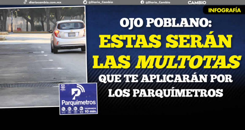 ¡Va en serio! Arrancan multas de los parquímetros en el Centro de Puebla: van desde 384 hasta 9 mil 900 pesos (FOTOS)