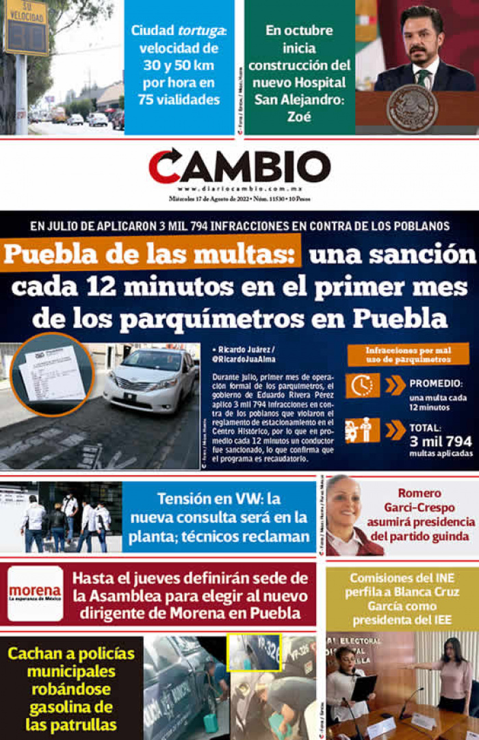 Puebla de las multas: una sanción cada 12 minutos en el primer mes de los parquímetros en Puebla