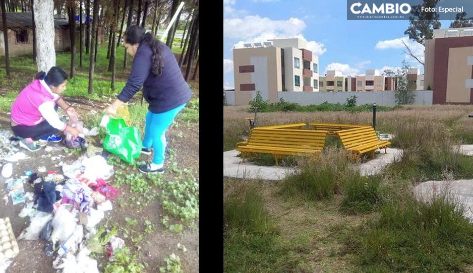 Sin luz y con baches; Angélica Alvarado ha dejado en total abandono unidad habitacional de Huejotzingo