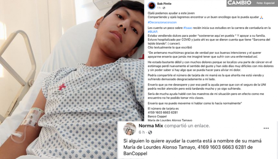 ¡Amigo poblano! Ayuda a Isaac, estudiante de la BUAP que tiene cáncer