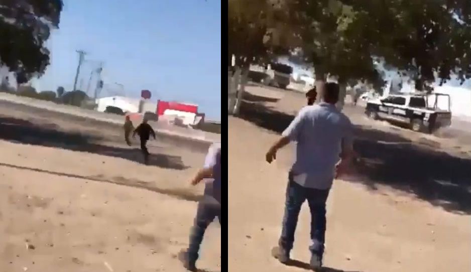 Indigente huye de la Policía de Sinaloa y termina arrollado por un camión (FUERTE VIDEO)