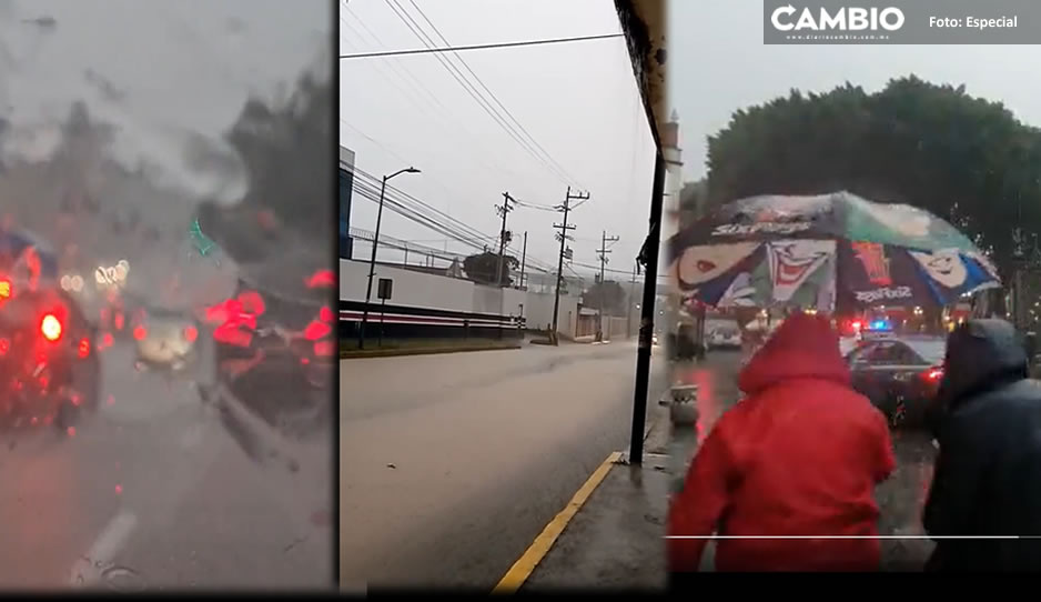 Tláloc se pone rudo: granizada y fuerte lluvia inundan calles de Puebla (VIDEOS)