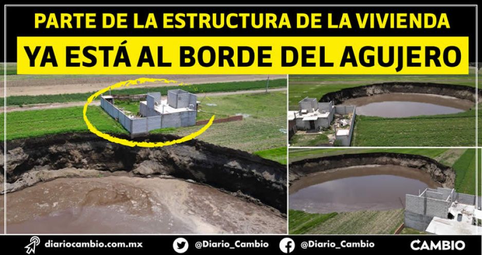 Megasocavón en Juan C. Bonilla está a punto de tragarse una casa (FOTOS Y VIDEOS)