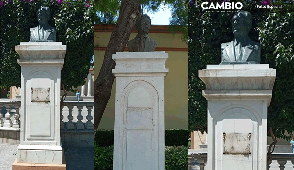 Delincuentes roban placas de bronce de tres bustos del Parque Ecológico de Tehuacán