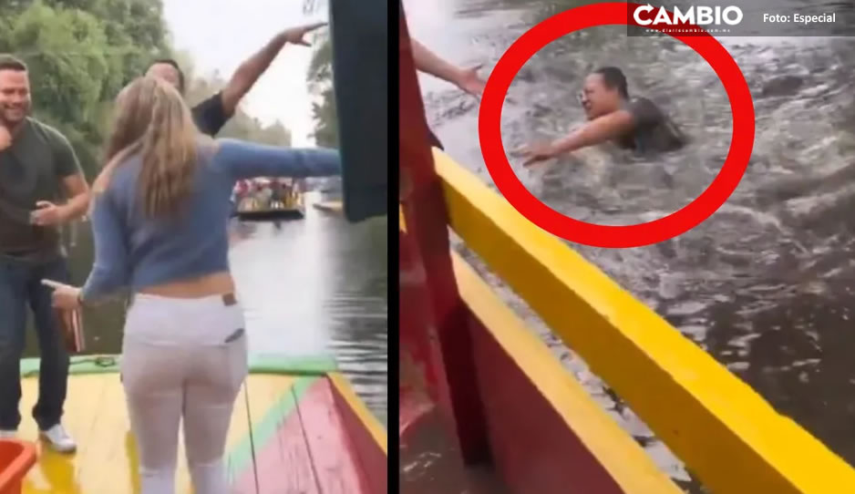 Por andar bailando &#039;El Tucanazo&#039; cae de trajinera en Xochimilco (VIDEO)