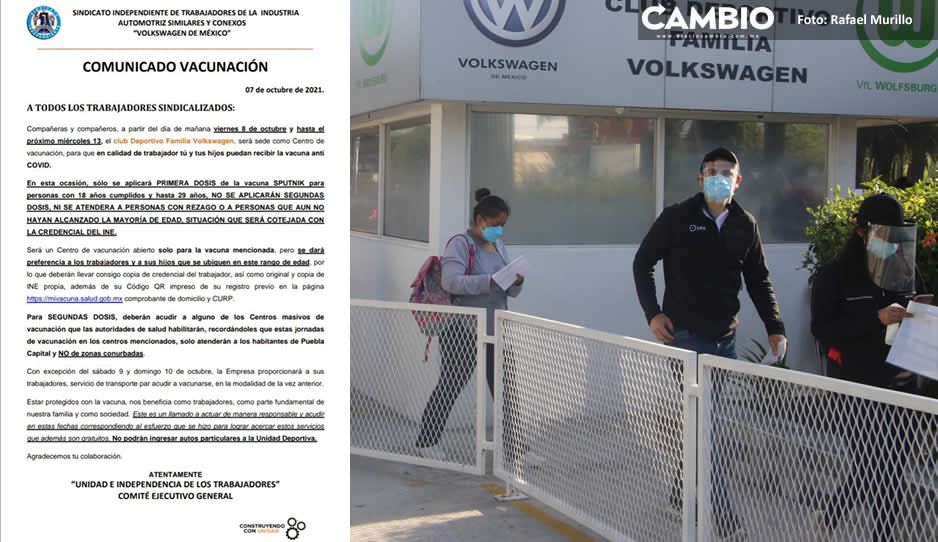 Trabajadores del Volkswagen tendr&aacute;n trato VIP para su vacunaci&oacute;n
