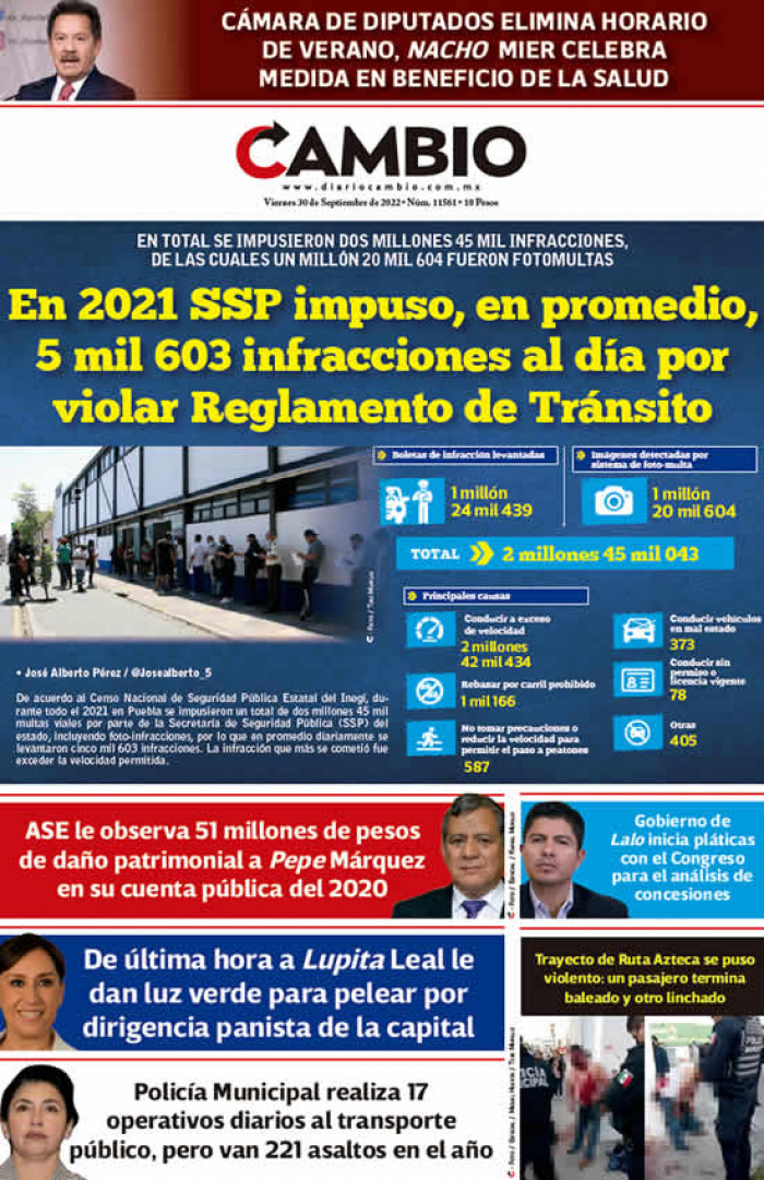 En 2021 SSP impuso, en promedio, 5 mil 603 infracciones al día por violar Reglamento de Tránsito