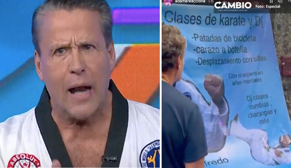 ¿Sí sirven? Cuelgan lona en casa de Alfredo Adame ofreciendo clases de karate