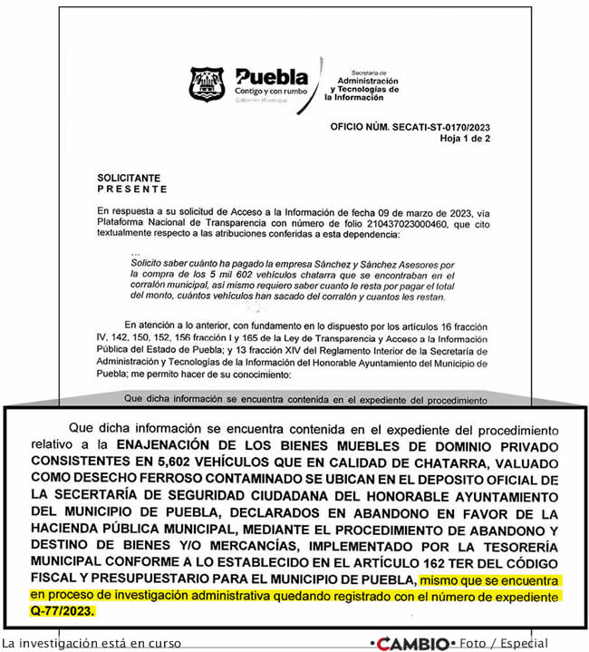 robo autos corralon puebla solicitub informacion