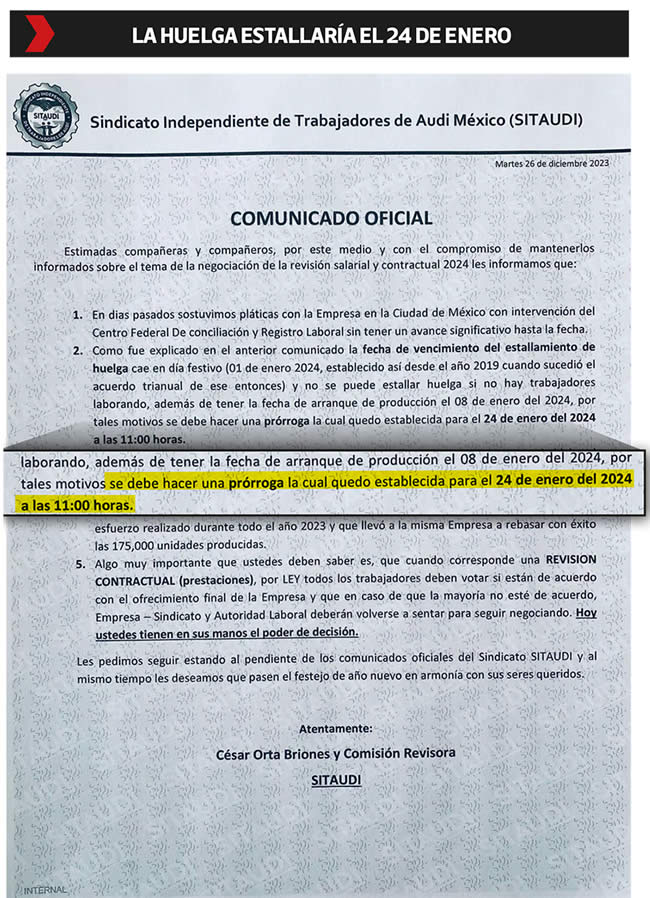 huelga audi estallara 24 enero 2024 comunicado