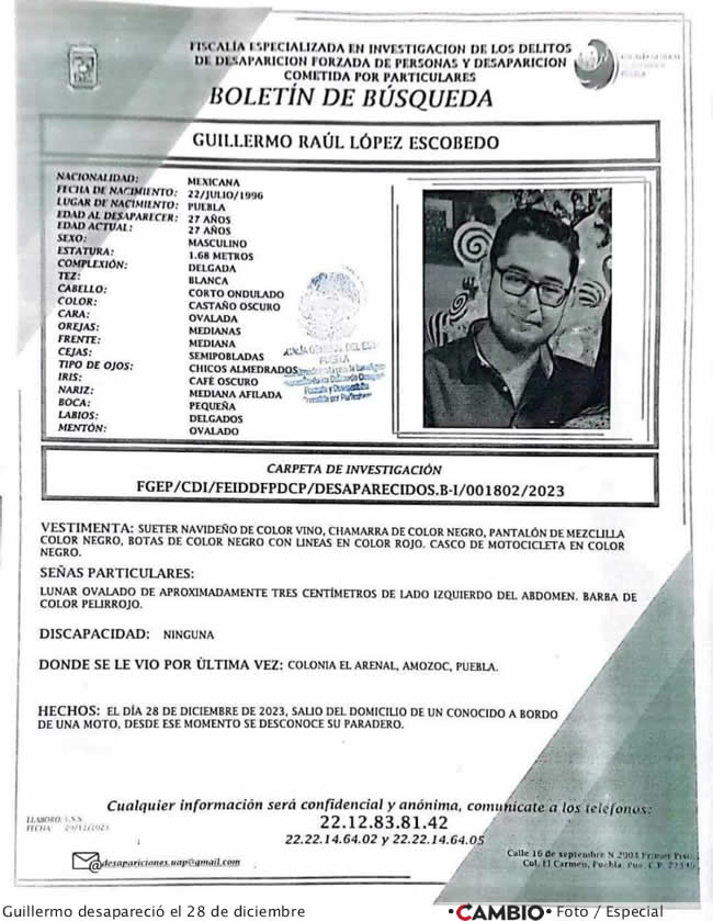 madre guillermo lopez escobedo pide ayuda para localizarlo fecha desaparicion