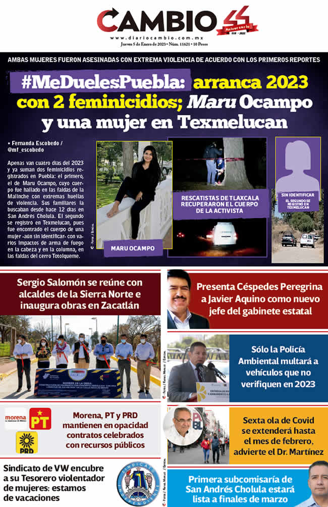 Diario Cambio - Portada del 5 de Enero de 2023